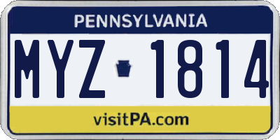 PA license plate MYZ1814
