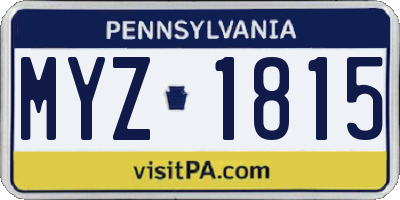 PA license plate MYZ1815