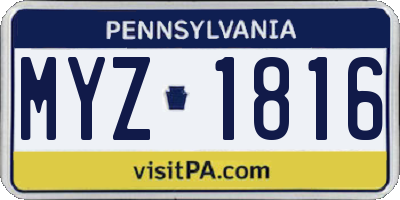 PA license plate MYZ1816