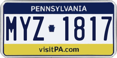 PA license plate MYZ1817