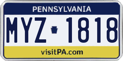 PA license plate MYZ1818
