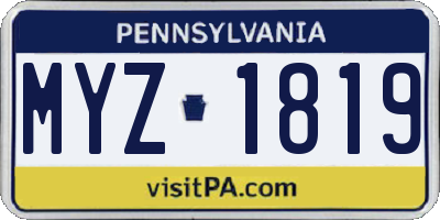 PA license plate MYZ1819