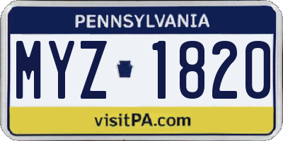 PA license plate MYZ1820