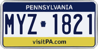 PA license plate MYZ1821