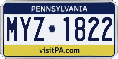 PA license plate MYZ1822