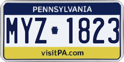 PA license plate MYZ1823
