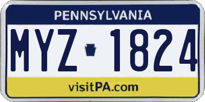 PA license plate MYZ1824