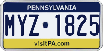 PA license plate MYZ1825