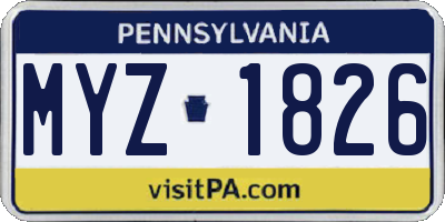 PA license plate MYZ1826