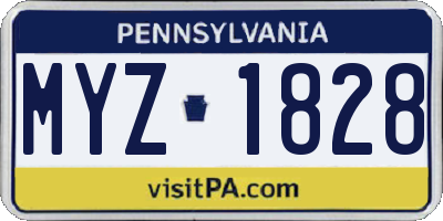 PA license plate MYZ1828
