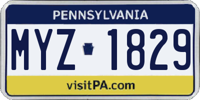 PA license plate MYZ1829