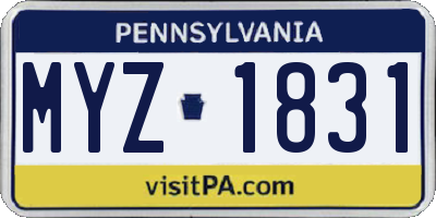 PA license plate MYZ1831