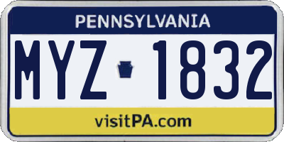 PA license plate MYZ1832