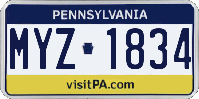 PA license plate MYZ1834