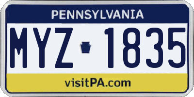 PA license plate MYZ1835