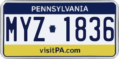 PA license plate MYZ1836