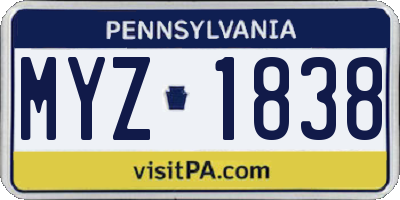 PA license plate MYZ1838