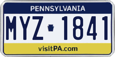 PA license plate MYZ1841