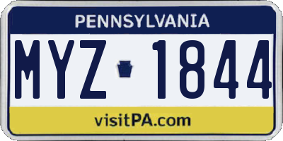 PA license plate MYZ1844