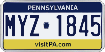 PA license plate MYZ1845
