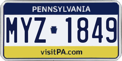 PA license plate MYZ1849