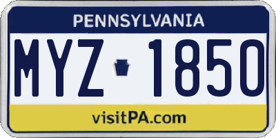 PA license plate MYZ1850