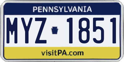 PA license plate MYZ1851