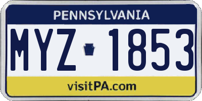 PA license plate MYZ1853