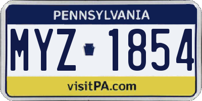 PA license plate MYZ1854