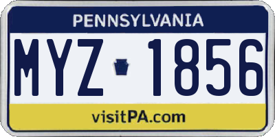 PA license plate MYZ1856