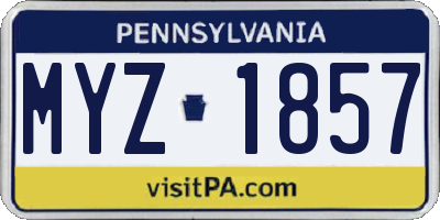 PA license plate MYZ1857
