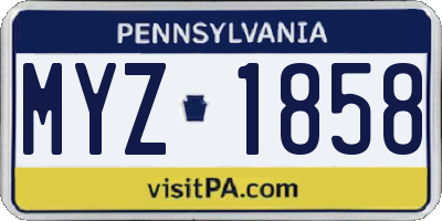 PA license plate MYZ1858