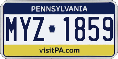 PA license plate MYZ1859