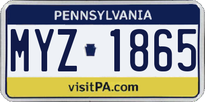 PA license plate MYZ1865