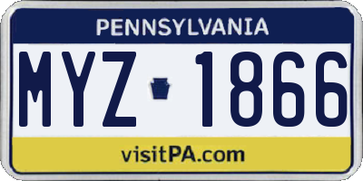PA license plate MYZ1866