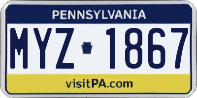 PA license plate MYZ1867