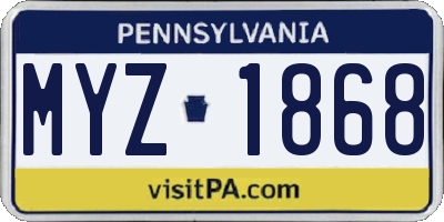 PA license plate MYZ1868