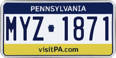 PA license plate MYZ1871