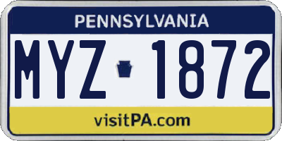 PA license plate MYZ1872