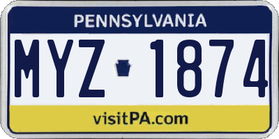 PA license plate MYZ1874