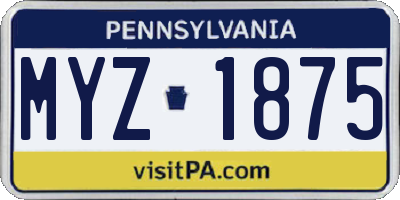 PA license plate MYZ1875