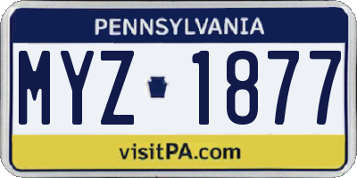 PA license plate MYZ1877