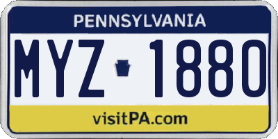 PA license plate MYZ1880