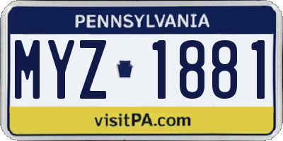 PA license plate MYZ1881