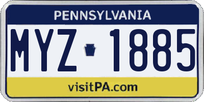 PA license plate MYZ1885