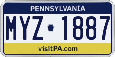 PA license plate MYZ1887