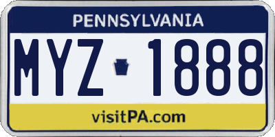 PA license plate MYZ1888
