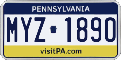 PA license plate MYZ1890