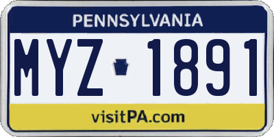PA license plate MYZ1891