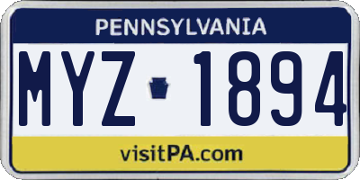 PA license plate MYZ1894